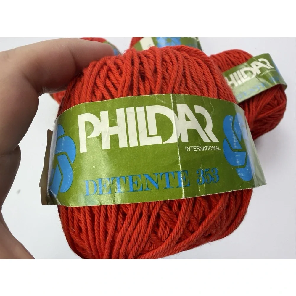 Phildar Detente Yarn France 100% Cotton 50 grams Each Red